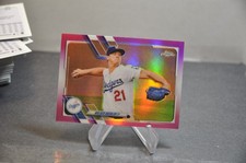 2021 Topps Chrome Baseball card Pink refractor  # 157 walker buehler los angeles