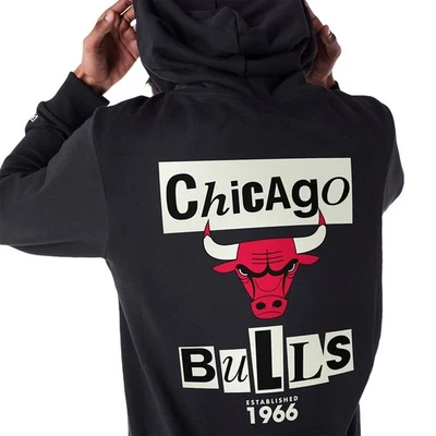 New Era Graphique Chicago Bulls à Capuche Homme Pull Noir 46879 - Photo 1/4