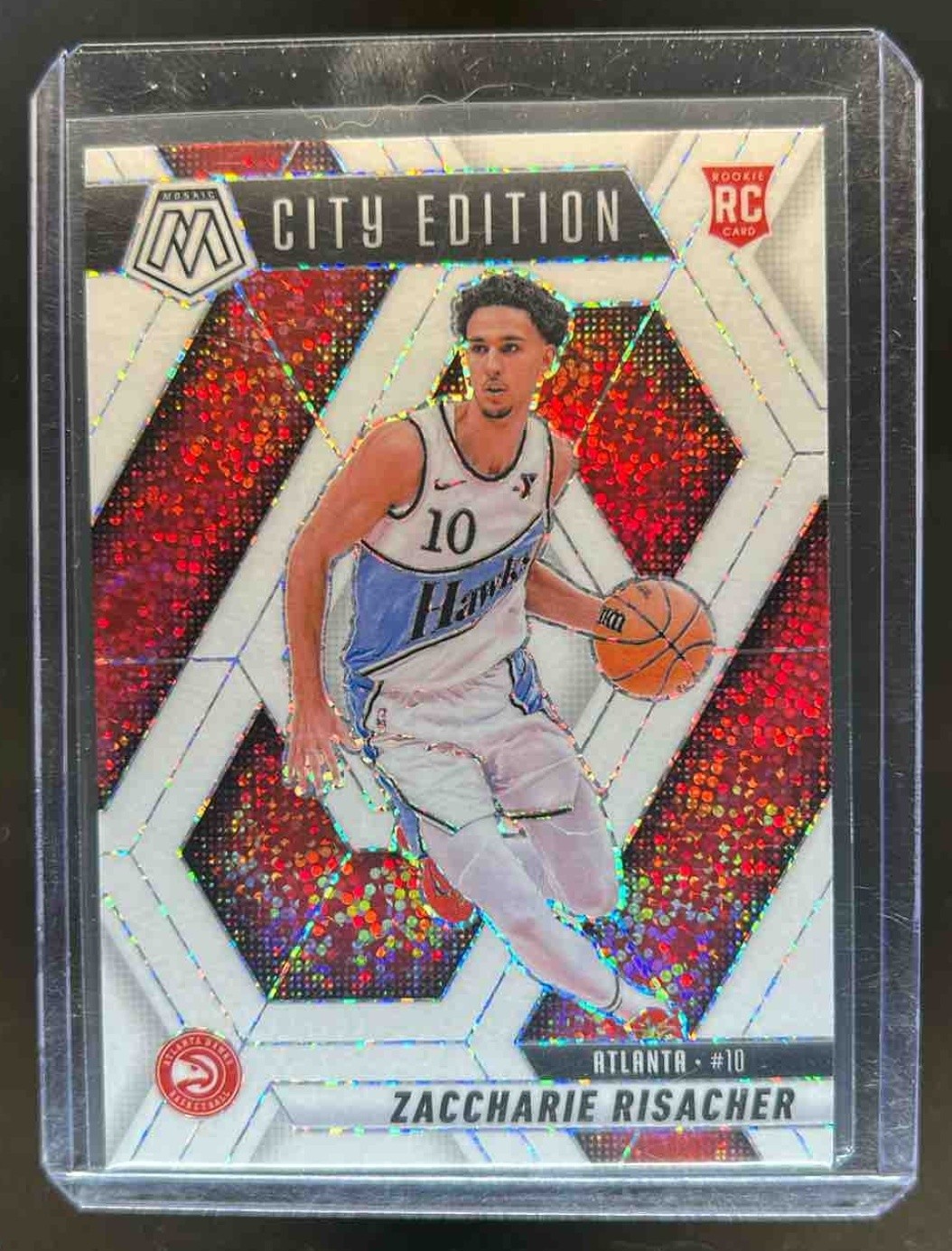 2024-25 Mosaic Zaccharie Risacher RC White Sparkle SP City Edition #274 Hawks