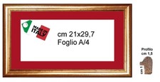 Cornice in oro classica da cm. 1,5 con Passepartout rosso  29,7x42  Foglio A3