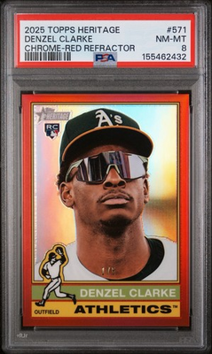 #ad DENZEL CLARKE 2025 TOPPS HERITAGE #571 CHROME RED REFRACTOR 5 PSA 8 $399.99
