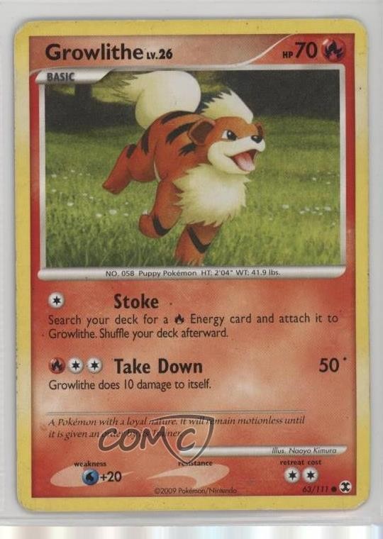 Growlithe Pokémon Platinum Rising Rivals #63 2009