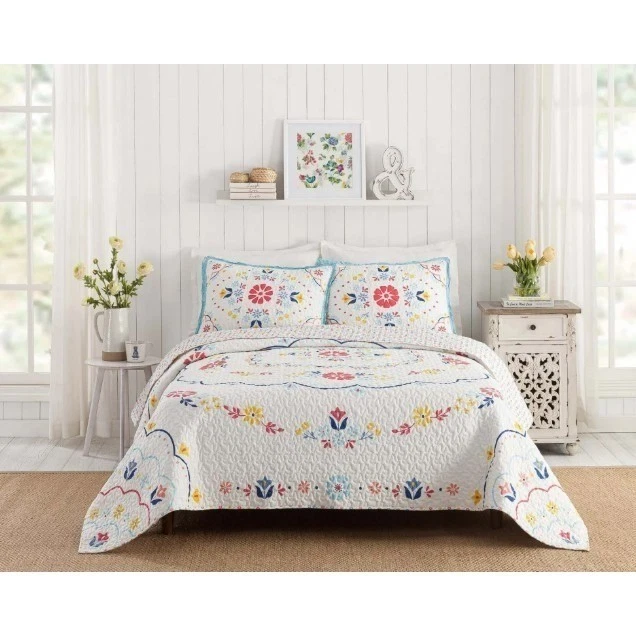 先锋女士马齐奖章国王被子套装双面花卉床上用品 3 件套 — 第 4/4 张图片