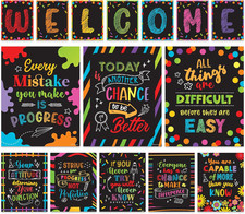 15 Pc Welcome Back School Bulletin Board Decor Inspirational Quote Posters Class