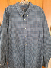 Eddie Bauer Men's 2XL Wrinkle Free Relaxed Fit Shirt - Blue Plaid w/ Red White