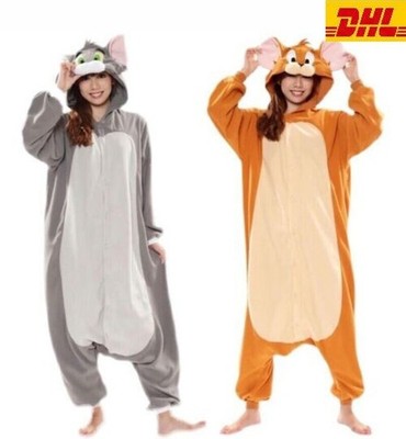 Tom Cat Jerry Mouse Cartoon Overall Männer Frauen Anime Karneval Cosplay-Flanell