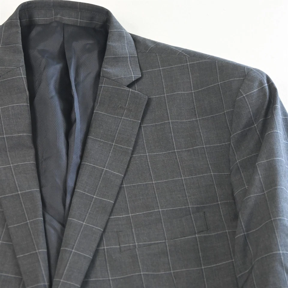 Michael Kors 48L 42x34 Gris Ventana 100% Lana Hombre Chaqueta Pantalones Traje Foto 3 de 4