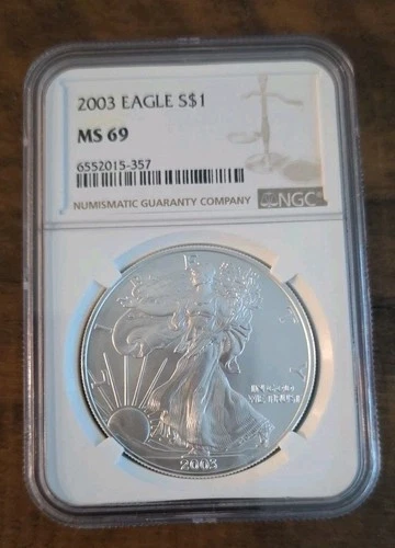 2003 $1 American Silver Eagle NGC MS69 Brown Label