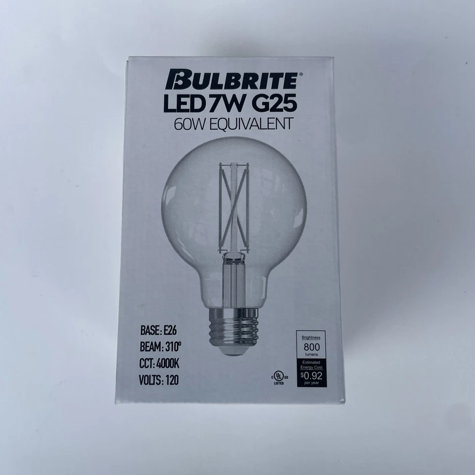 16 Lot - Bulbrite LED Filament Clear Light Bulb 4000K G25 7W 120V Brand New - Image 2 of 4