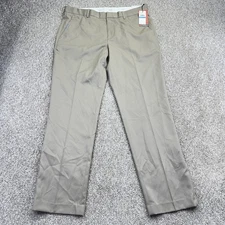 NEW Perry Ellis Folio-Flex Dress Pants Mens Modern Fit 36x32 Beige Flat Front