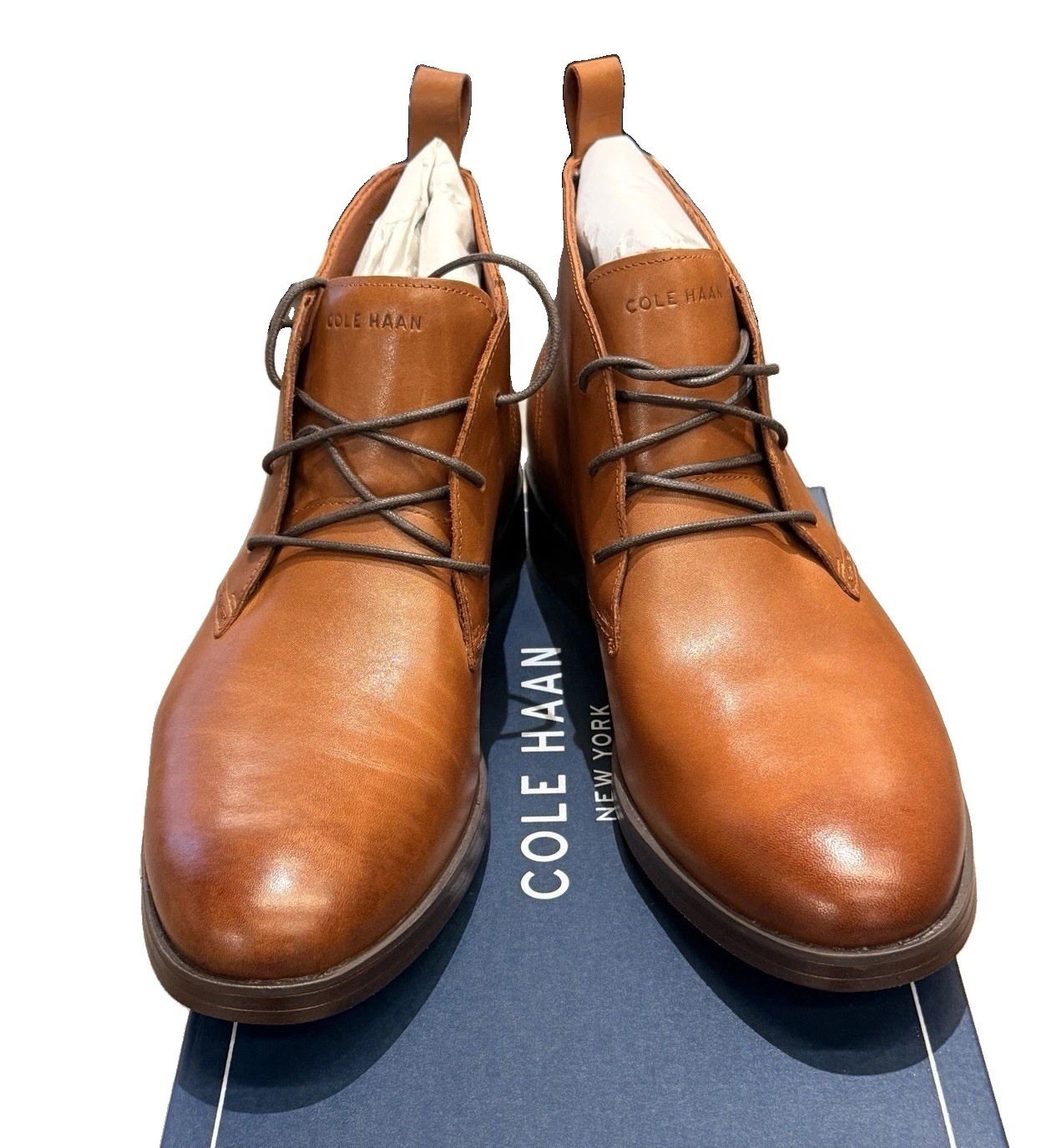 Men's CHUKKA BOOTS Cole Haan Newmark Grand Flex ( Water Proof) -BRITISH TAN/JAVA
