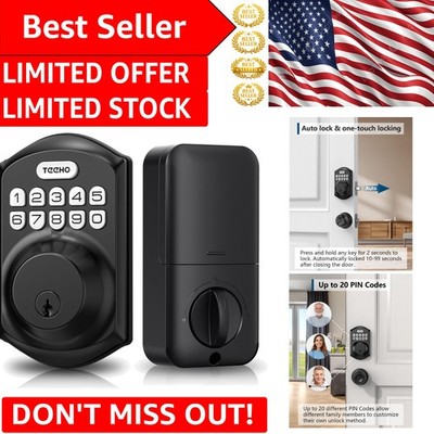 Elegant Matte Black Keyless Entry Deadbolt - Easy Install with Auto Lock Feature
