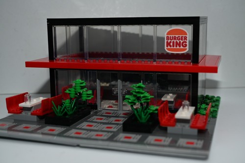 Whopper Burger Fast Food Restaurant Modular City Custom Built Brick Model MOC