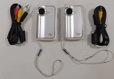Flip Video White & Silver 2-Pack - Tested and Working - Both With A/V Cables