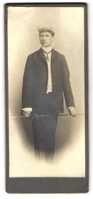 Photograph Young Student with Student Hat with Colour and Walking Stick 