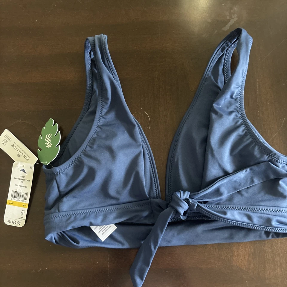 Relaxed Tommy Bahama V Neck Palm Modern bikini top M Navy Midnight Sea NWT - Image 2 of 4
