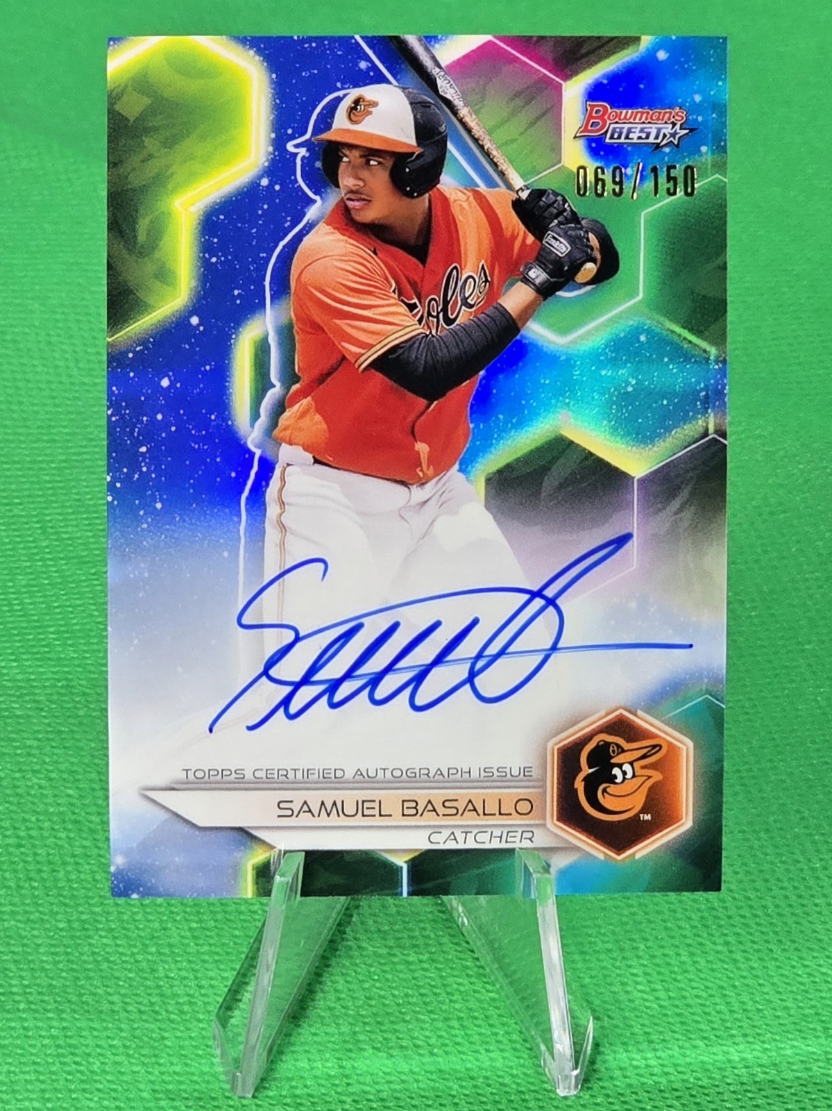 🔥 Samuel Basallo (RC) Blue /150 Auto 🔥 2023 Bowman's Best Best of 2023
