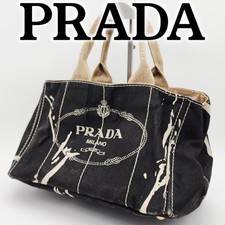 PRADA LINO PAINTED Tote Bag Canapa BN1877 Women Authentic From Japan
