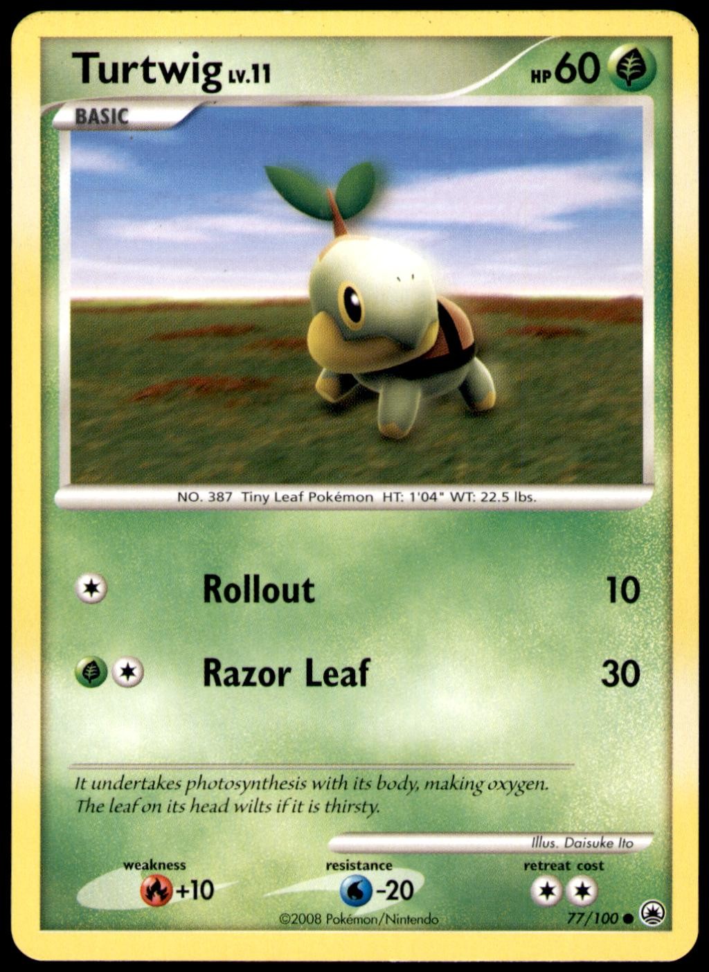 Turtwig 77/100 Common Majestic Dawn Pokemon Moderately Played