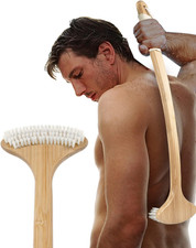 Bamboo Back Scratcher, 22'' Extra Long Curved Handle Reach Back Easily, Wide Bru