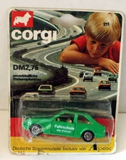 Corgi juniors German  GREEN Ford Escort very rare export issue FAHRSCHULE