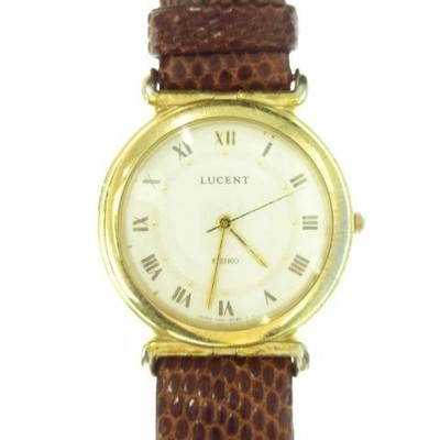 SEIKO LUCENT Men's Watch Gold Brown Round Case Roman Numerals
