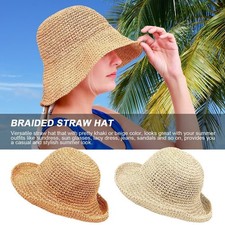 US Summer Ladies Sun Beach Straw Hat Floppy Foldable Wide Brim Womens Gardening