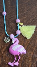 OSHKOSH BGOSH FLAMINGO AND YELLOW TASSEL NECKLACE