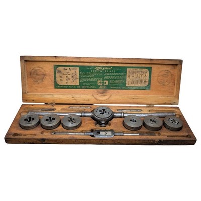 Vtg Greenfield Little Giant No 5 Tap Die Screw Plate Set Original Wooden Case