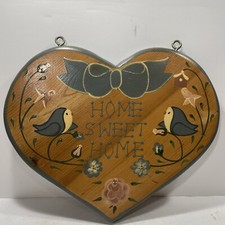Wooden Sign HOME SWEET HOME Hanging Wall Plaque Hand Painted Wood Bluebirds