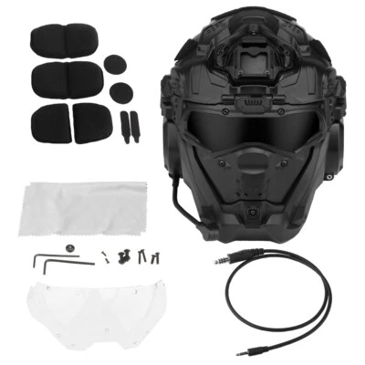 IMESHBEAN Tactical Airsoft Helmet w/Paintball Full Face Mask w/Headset Goggles Anti-Fog F