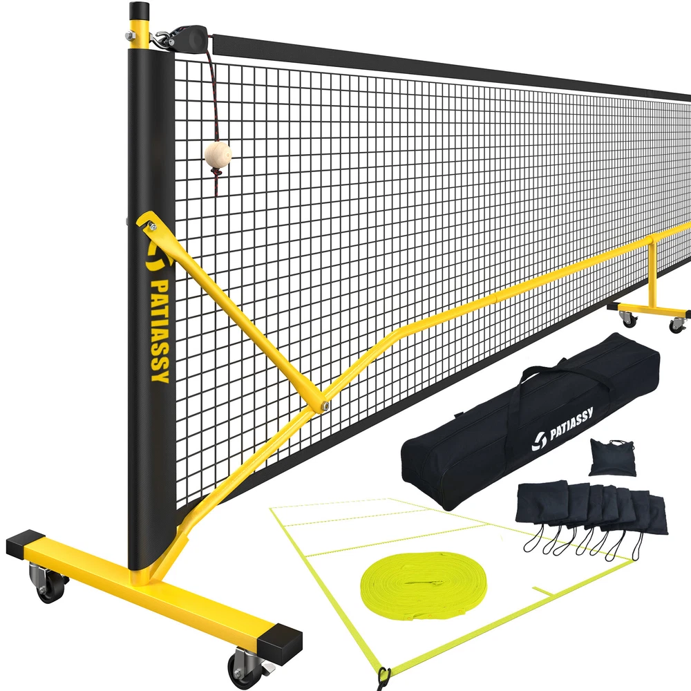 Pickleball Net Set with Wheels and Court Marking Kit 22 FT Pickleball Nets Frame