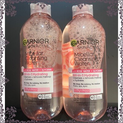 2X Garnier SkinActive Water Rose Micellar Cleansing Water -13.5 fl oz ea - 2 Lot