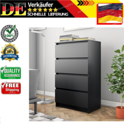 Sideboard Engineered Wood Storage Drawer Side Cabinet Schwarz Schickes Finish DE