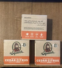 DISCONTINUED Dr. Squatch Cedar Citrus Cedarwood Oil Soap 5oz Bar Zero grit 3 Pk