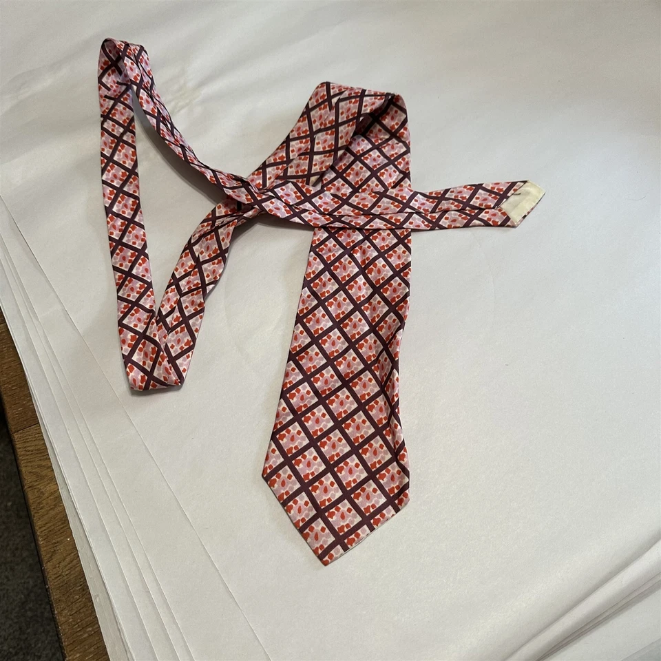 Corbata Vintage Seta Seda Hecha en Italia Púrpura Abstracto Mod Retro Naranja Foto 2 de 4