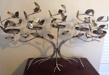 Vintage 24"x15" Cast Iron & Metal Pilar 5 Candle Holder Bird & Leafs -New-