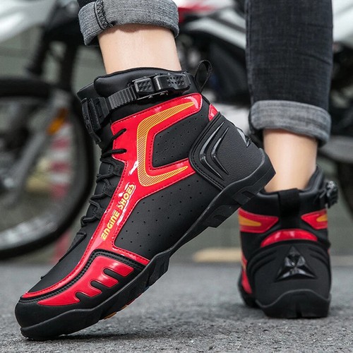 Male Motorcycle Boots Breathable Anti Slip Riders Motorbike Racing Ankle Shoes - Picture 7 of 27