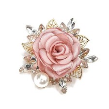 Fabric Rose Brooch for Women Large Flower Brooch Elegant Pearl Flower Brooche...