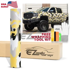 Premium Yellow Black White Gray Camouflage Desert Vinyl Sticker Wrap Decal Sheet