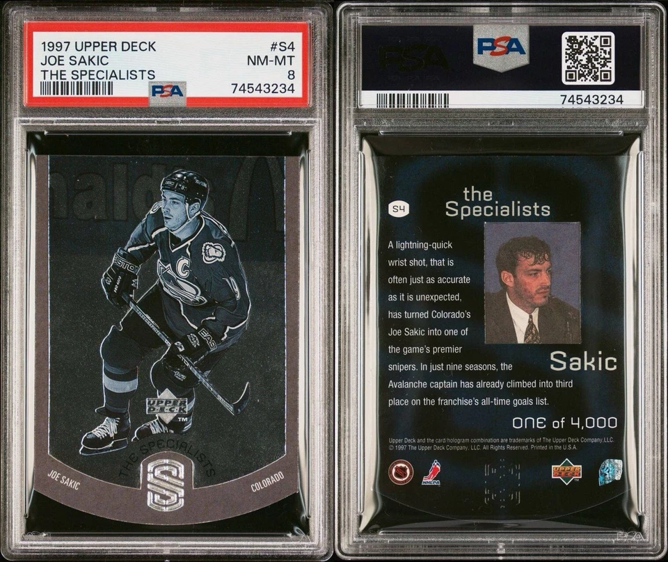 1997-98 Upper Deck The Specialists #S4 Joe Sakic /4000 HOF -  PSA 8 - POP 1 - Image 3 of 3