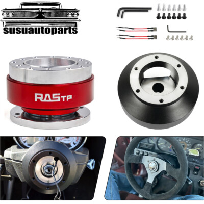 Red Steering Wheel Quick Release + Black Hub Adapter 131H For Honda Civic Acura