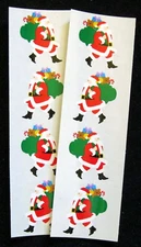 Mrs Grossman Two Vintage 2x6 inch Sheets 'Santa' Stickers (c-1994)