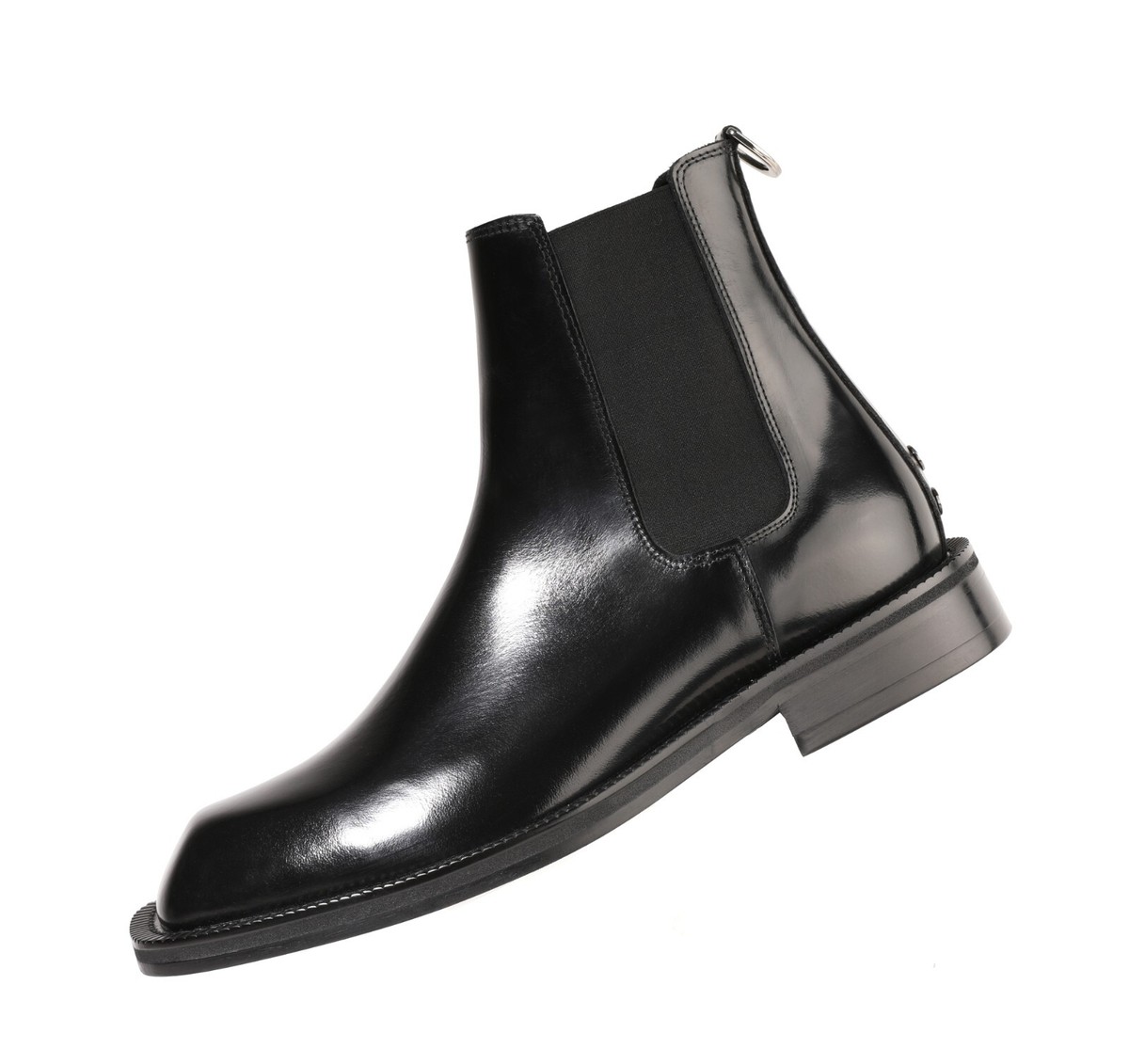 【SCENERITY】Square Chelsea boots Firenze Atelier Men's Matte Black Leather Square Toe Chelsea