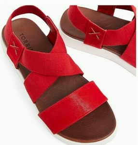 red wide width sandals