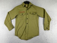 VINTAGE Boy Scouts of America Uniform Shirt Youth Medium Green Long Sleeve BSA