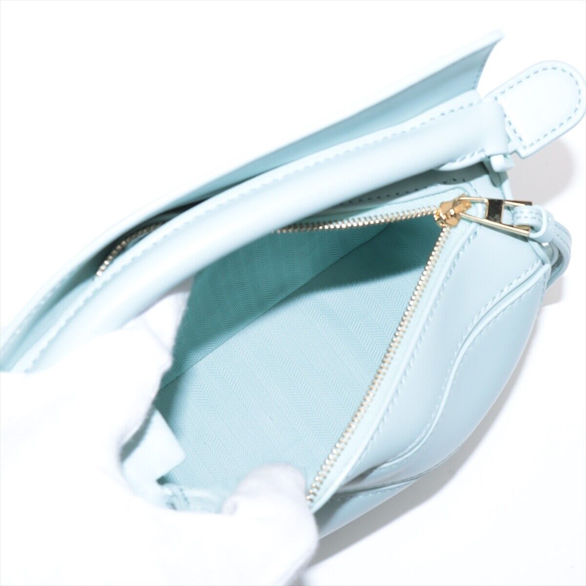 Loewe Mini Puzzle Bag Leather 2 Way Shoulder Bag Light Blue Loewe Mini Puzzle Bag Leather 2 Way Shoulder Bag Light Blue