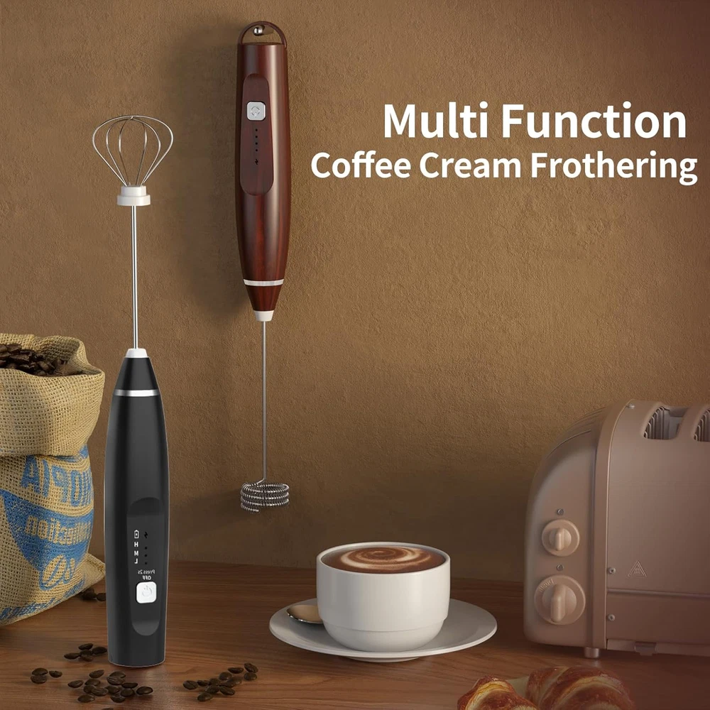Milk Frother Handheld Rechargeable Frother for Coffee Milk Foamer with Stainless