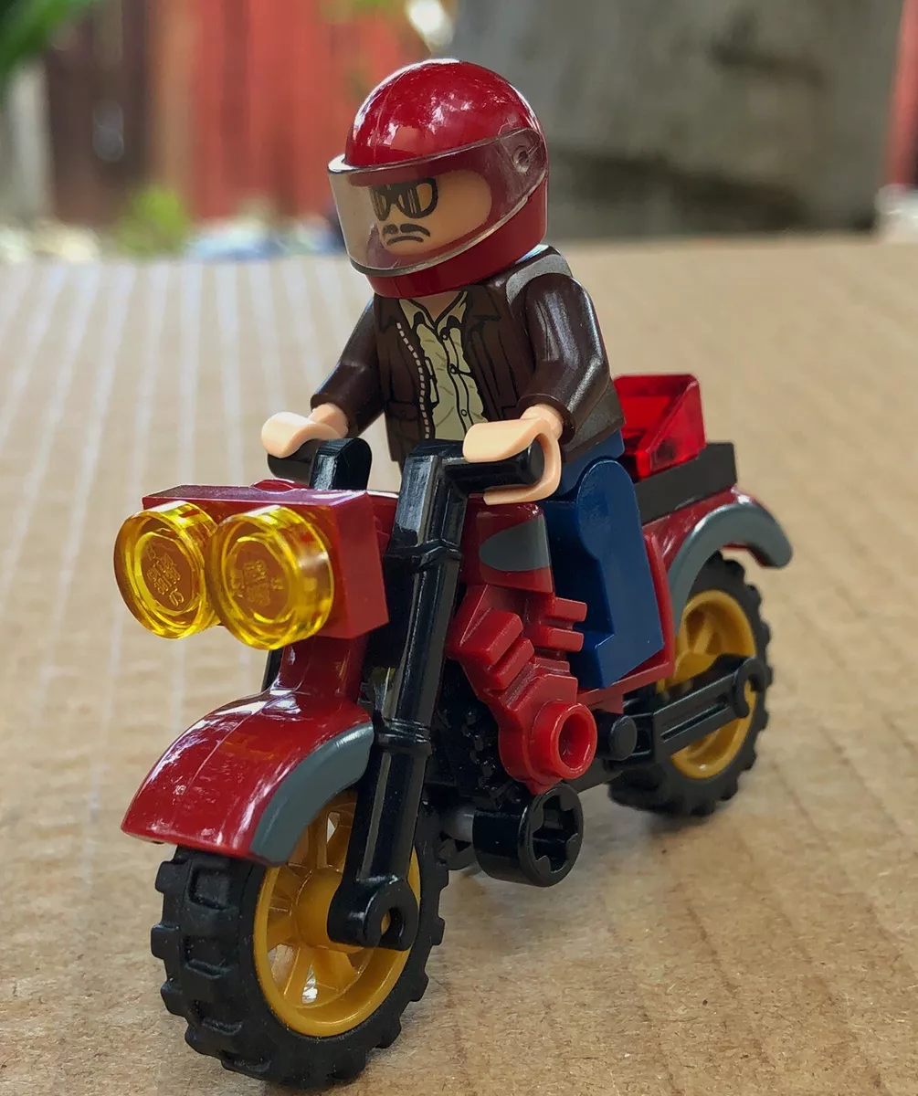 Lego MOTORCYCLE Dirt Bike Red Vintage Style European Custom City w/  Minifigure