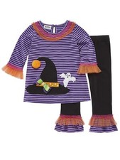 Toddler Girls Light Up Ghost  Witch Halloween Outfit Shirt  Leggings Set